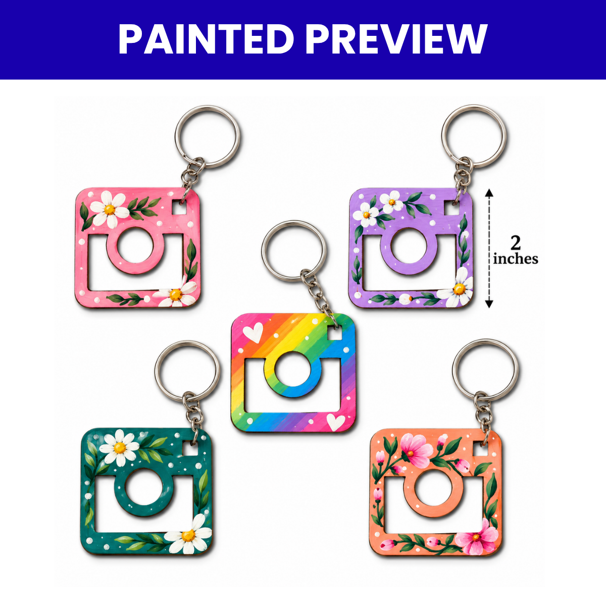 MDF Keychain Bases Instagram Style Set of 5