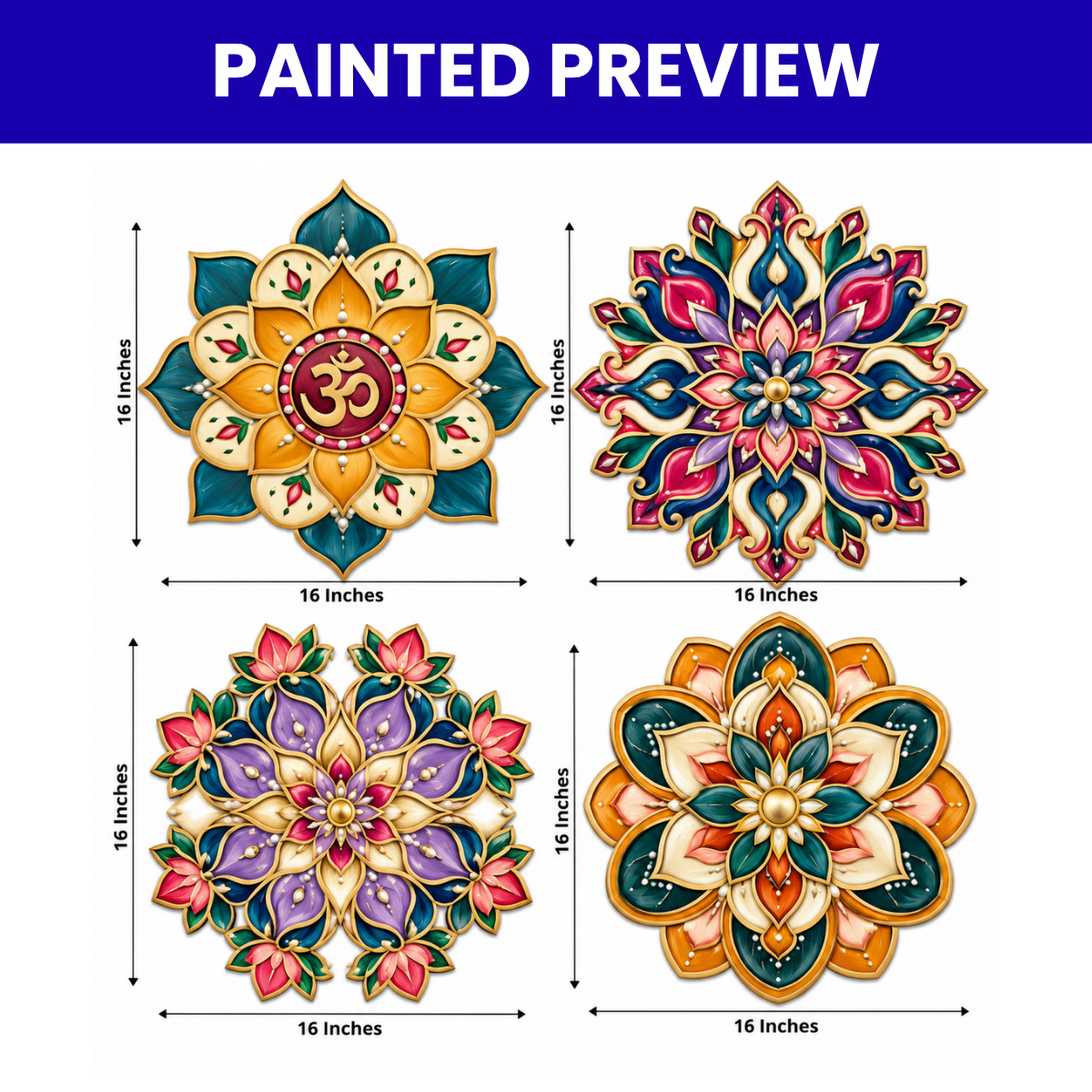 MDF Rangolis Set of 4 Pcs