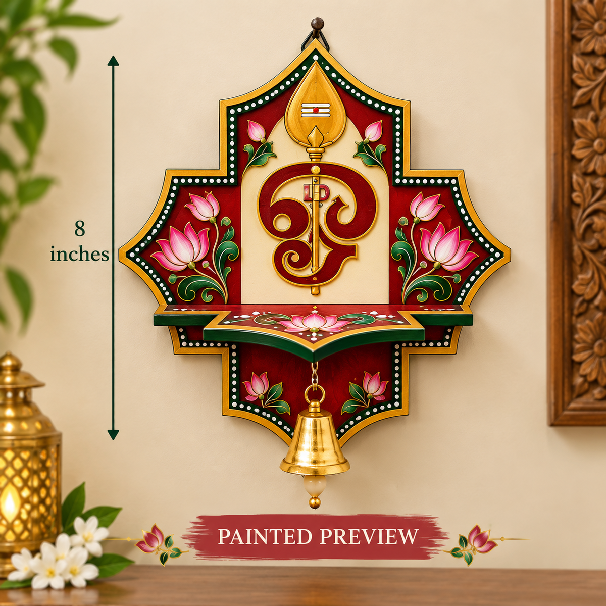 Premarked Wall Mount Base Om and Vel design with bells