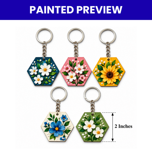 MDF Keychain Base Hexagon Set of 5