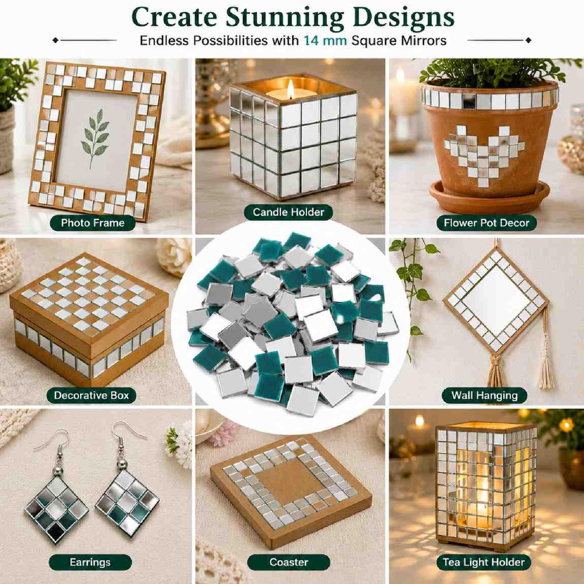 Glass Mirror- Square 14MM