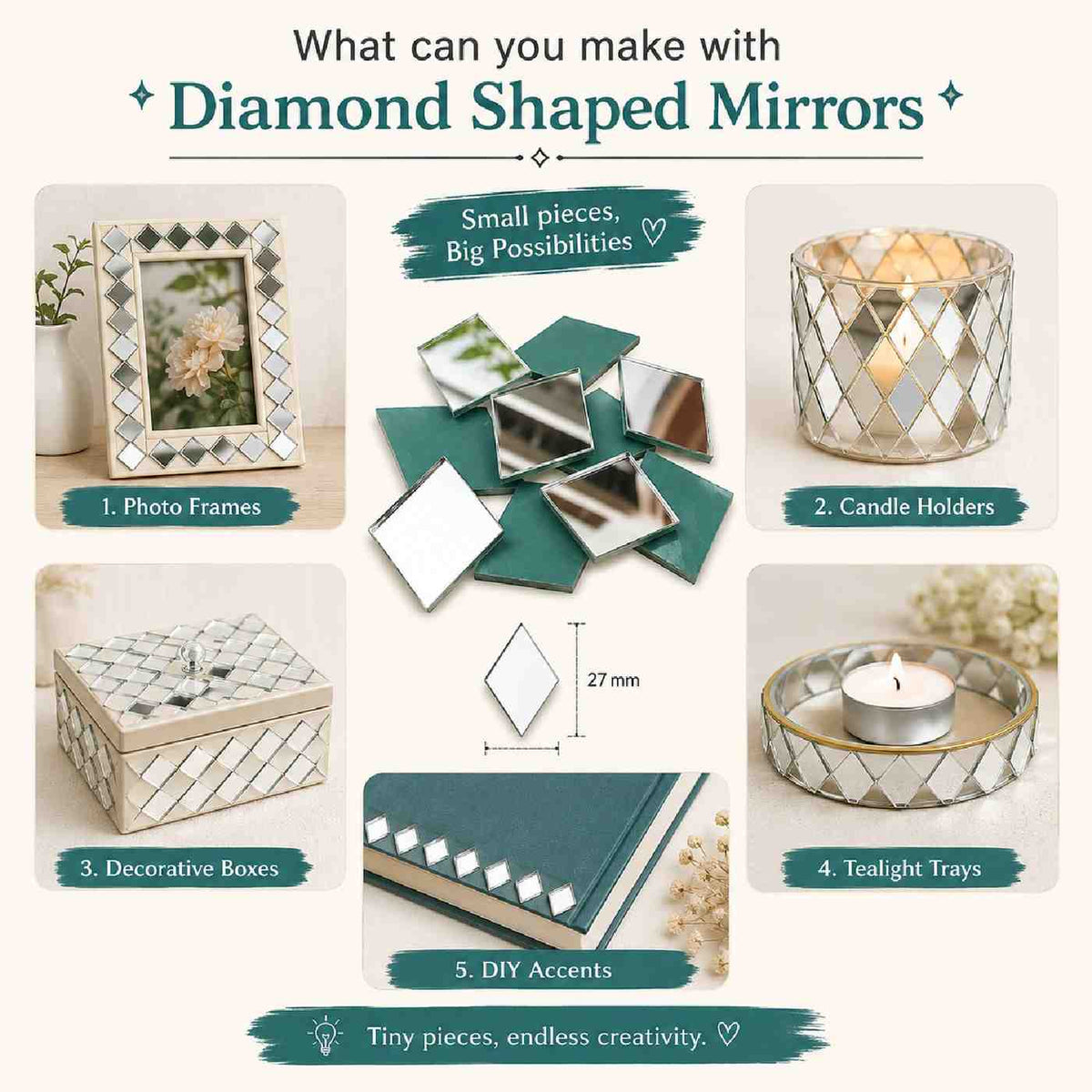 Glass Mirror- Diamond- 27MM