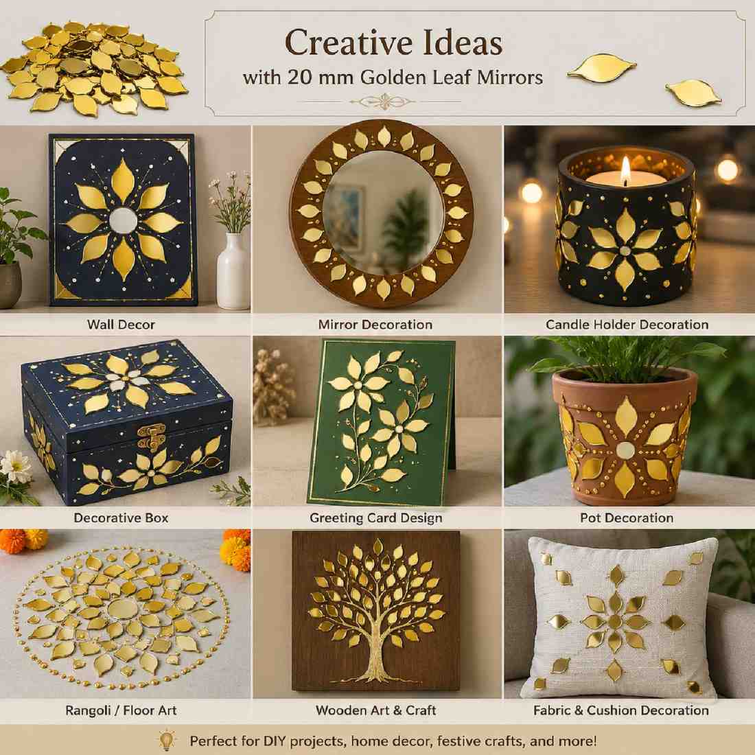 Golden Glass Mirror- Leaf