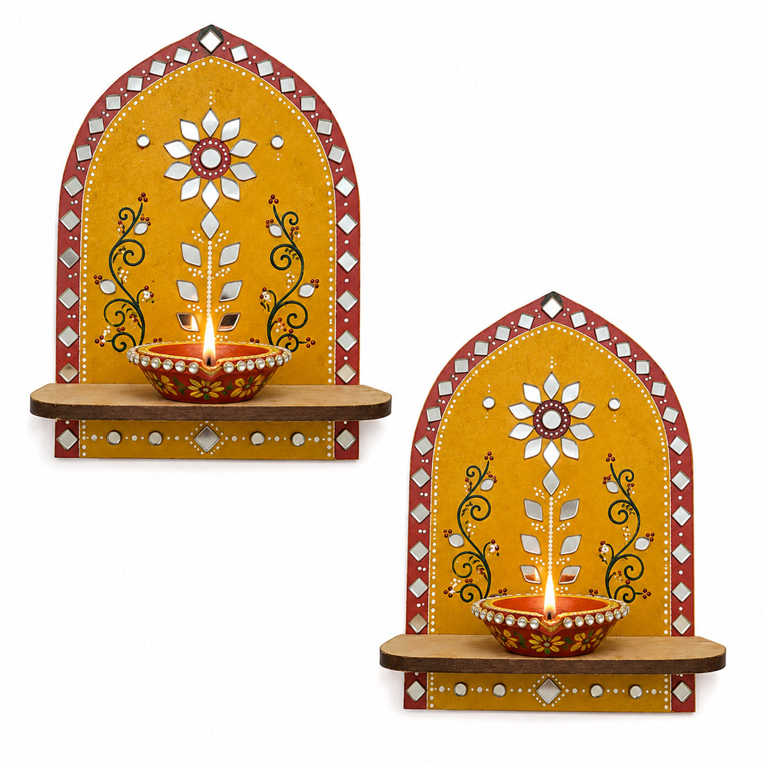 Dome Shape Design Diya Stand - Set of 2