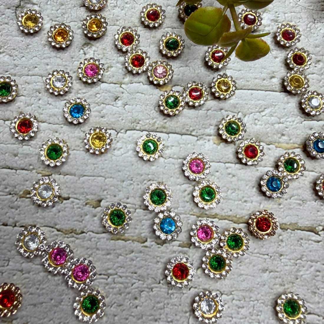 Multicolor Flower-Shaped Rhinestone Beads