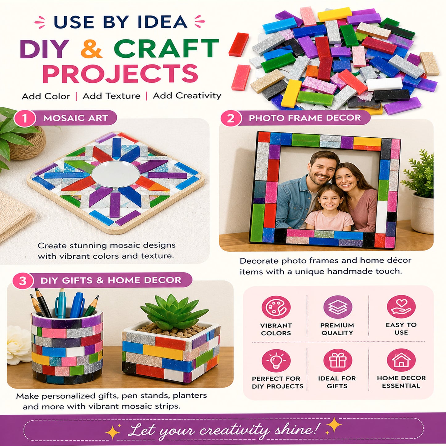 Mix Color Glass Mirror-Rectangle- 25MM