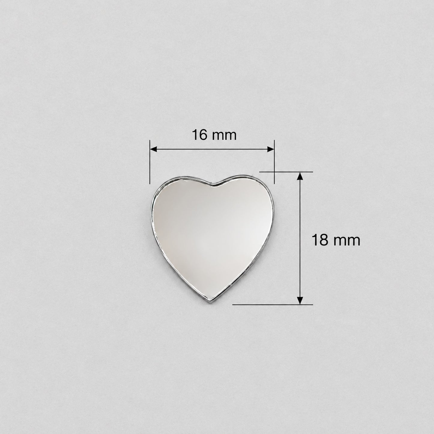 Glass Mirror- Heart 18mm