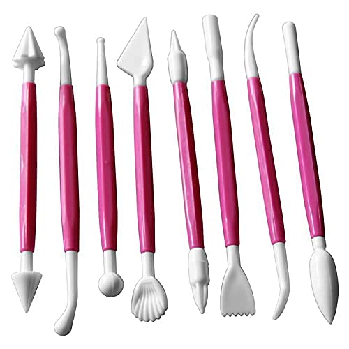 8 pcs plastic double headed and different shaped clay tools Multicolor