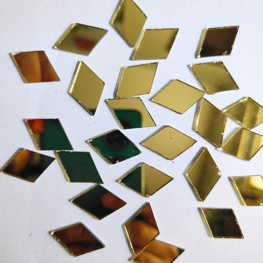 Glass Mirror- Diamond- Golden- 13MM
