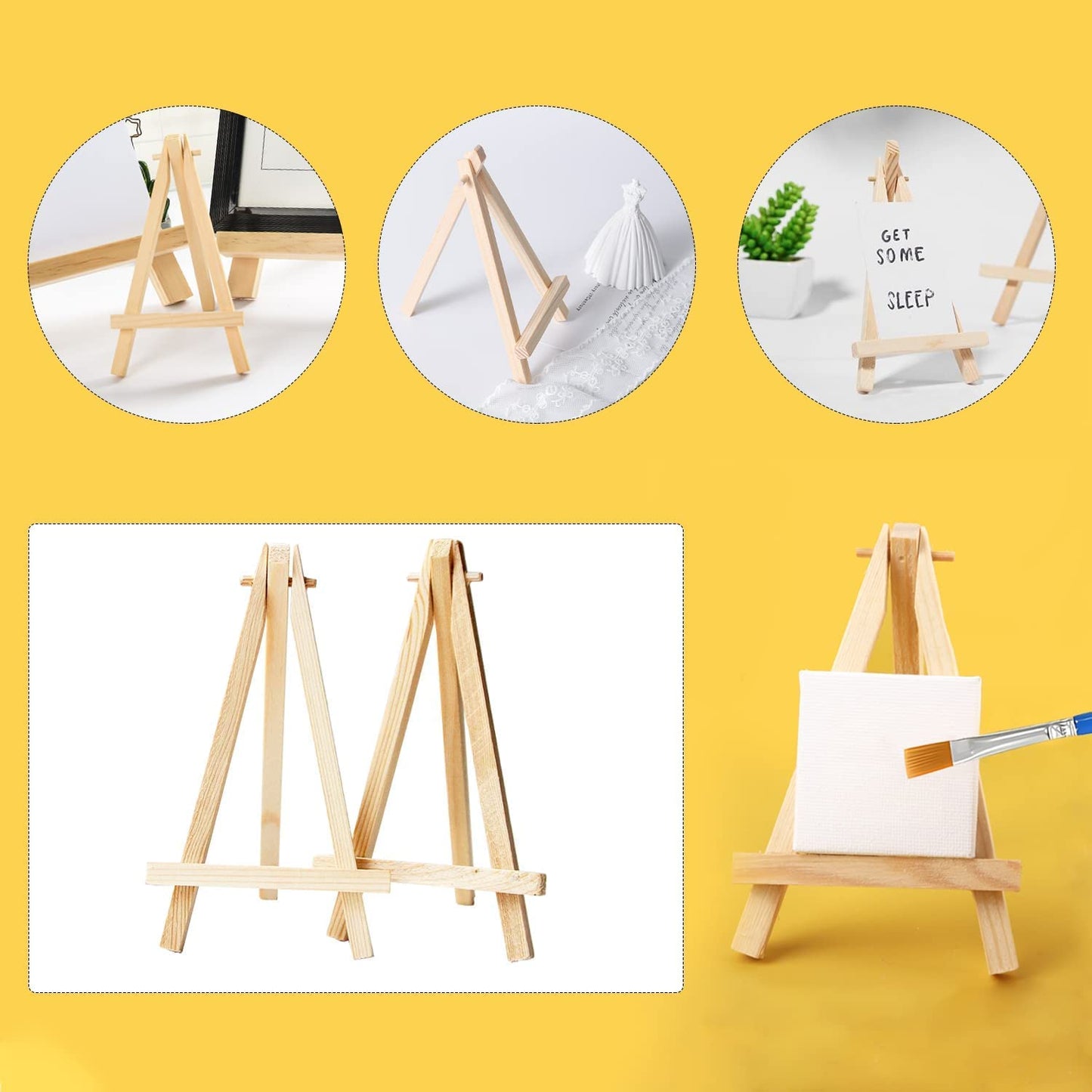 Mini Wood Display Easel Natural Craft Table Stand 6 inch x 4.5 inch