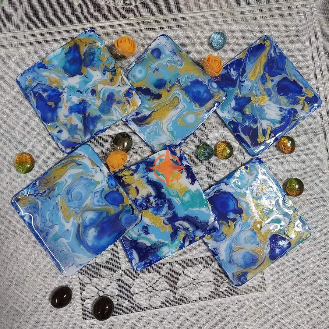 Square Coaster- 4 Inches- Pack of 6 Pcs- Design-2