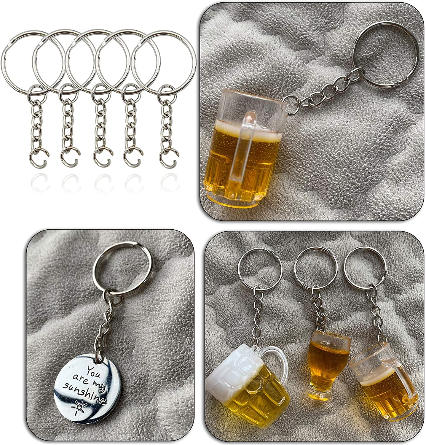 Key Ring with Chain and Open Jump Rings