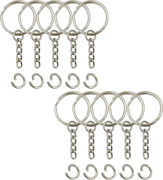 Key Ring with Chain and Open Jump Rings