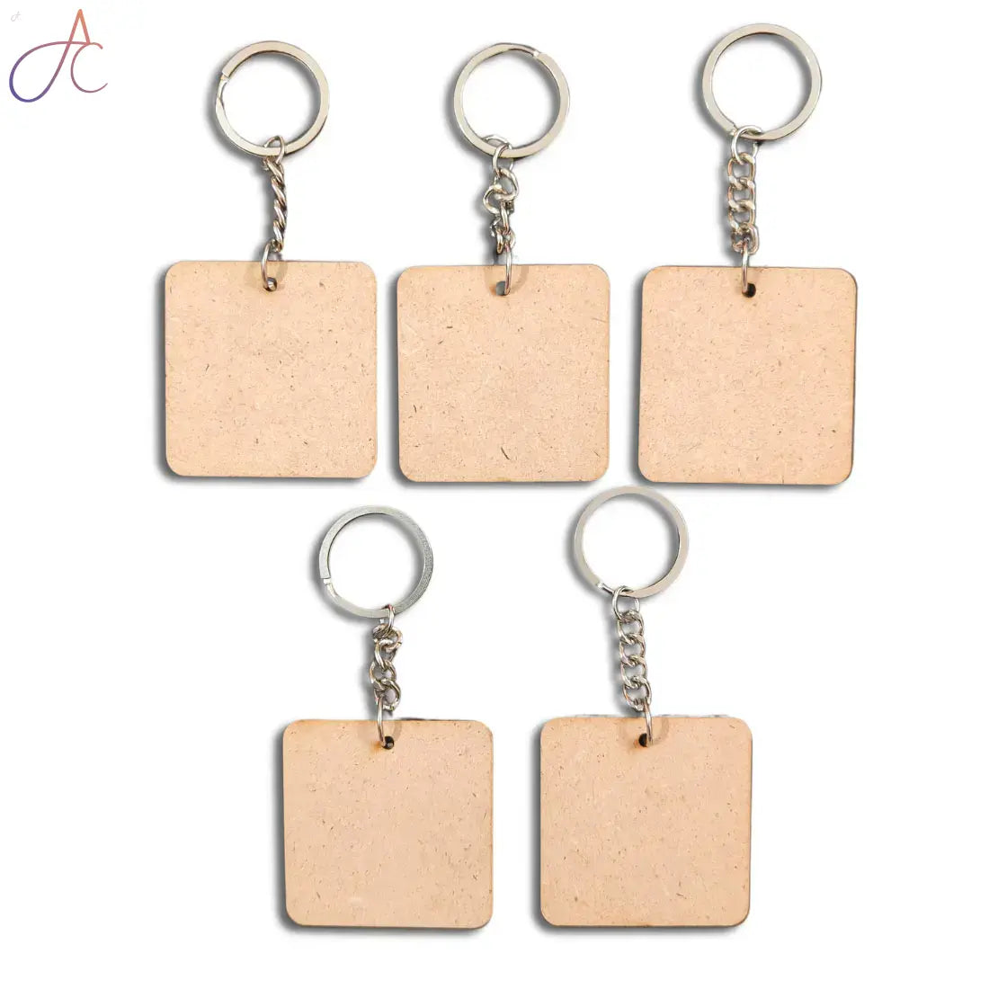 MDF Keychain Base Square Set of 5