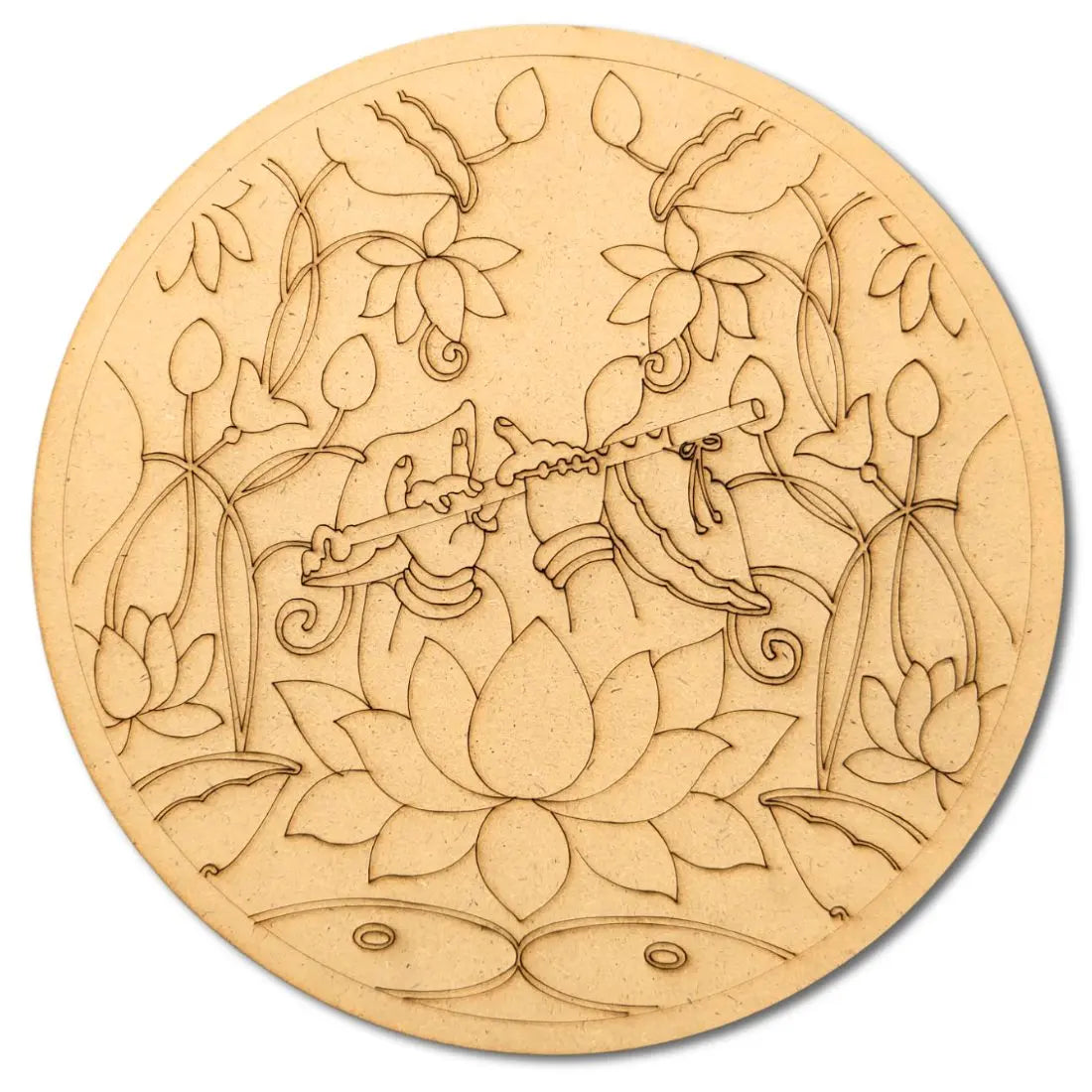 Pre-Marked Krishna Hand Flute with Lotus