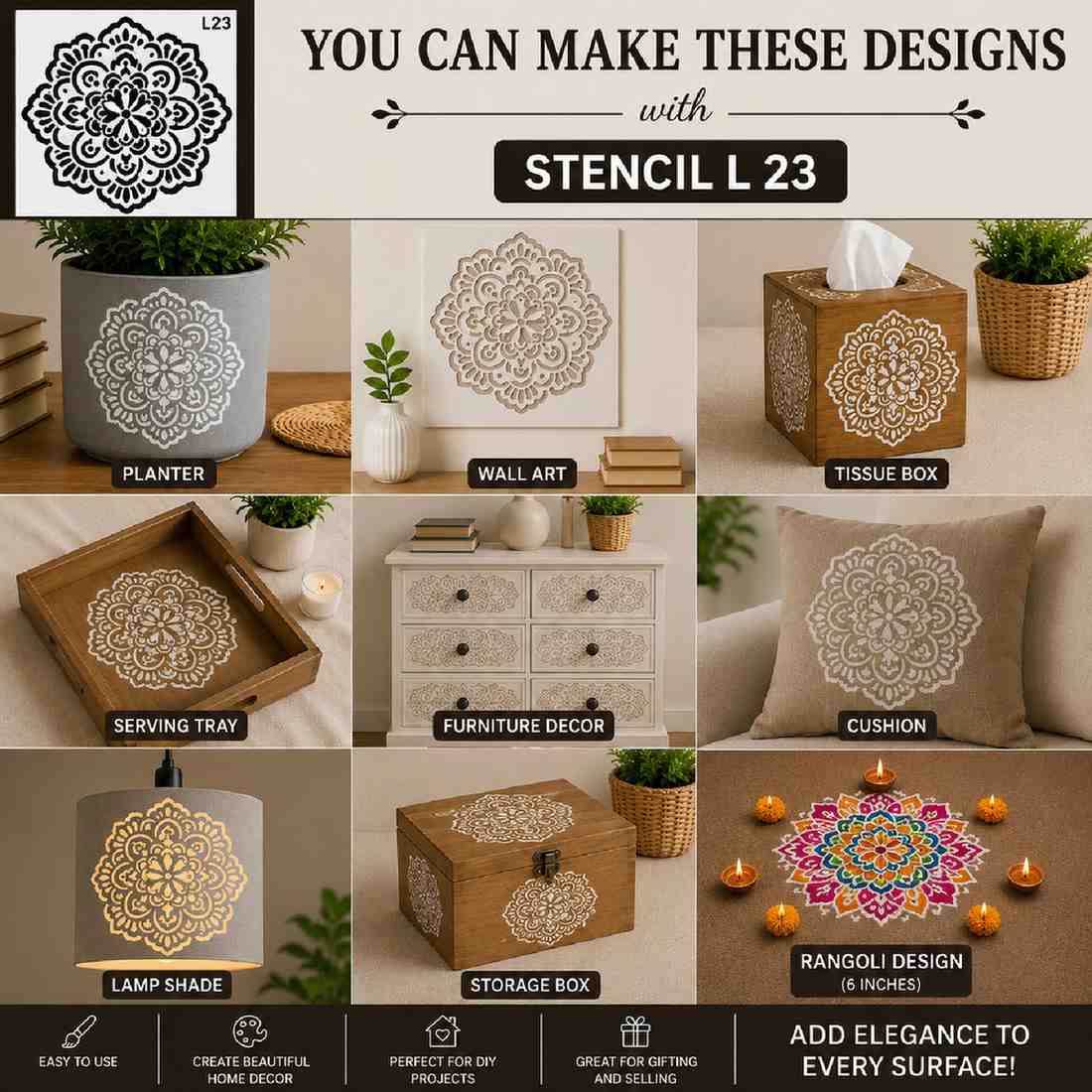 Craft Stencil 6x6 inch-L23