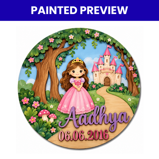 Kids Nameplate- Princess with Castle