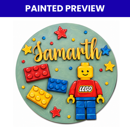 Kids Nameplate- Lego Theme