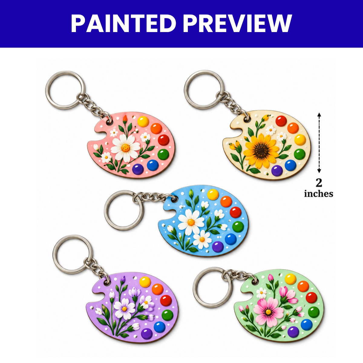 MDF Keychain Base Color Palettes Set of 5