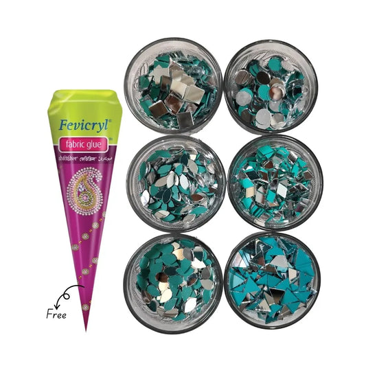 1500-Piece Mirror Kit for Lippan Art & DIY Crafts 6 Shapes with Free Fabric Glue Cone (Mirror Kit-01)