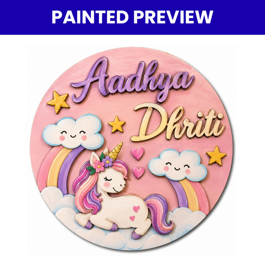 Kids Nameplate- Unicorn Theme