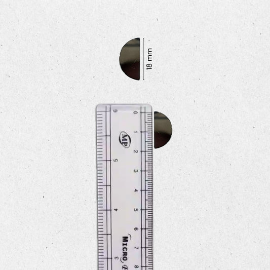 Glass Mirror- Half Circle- 18mm Diameter