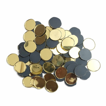 Glass Mirror- Round- Golden- 12MM