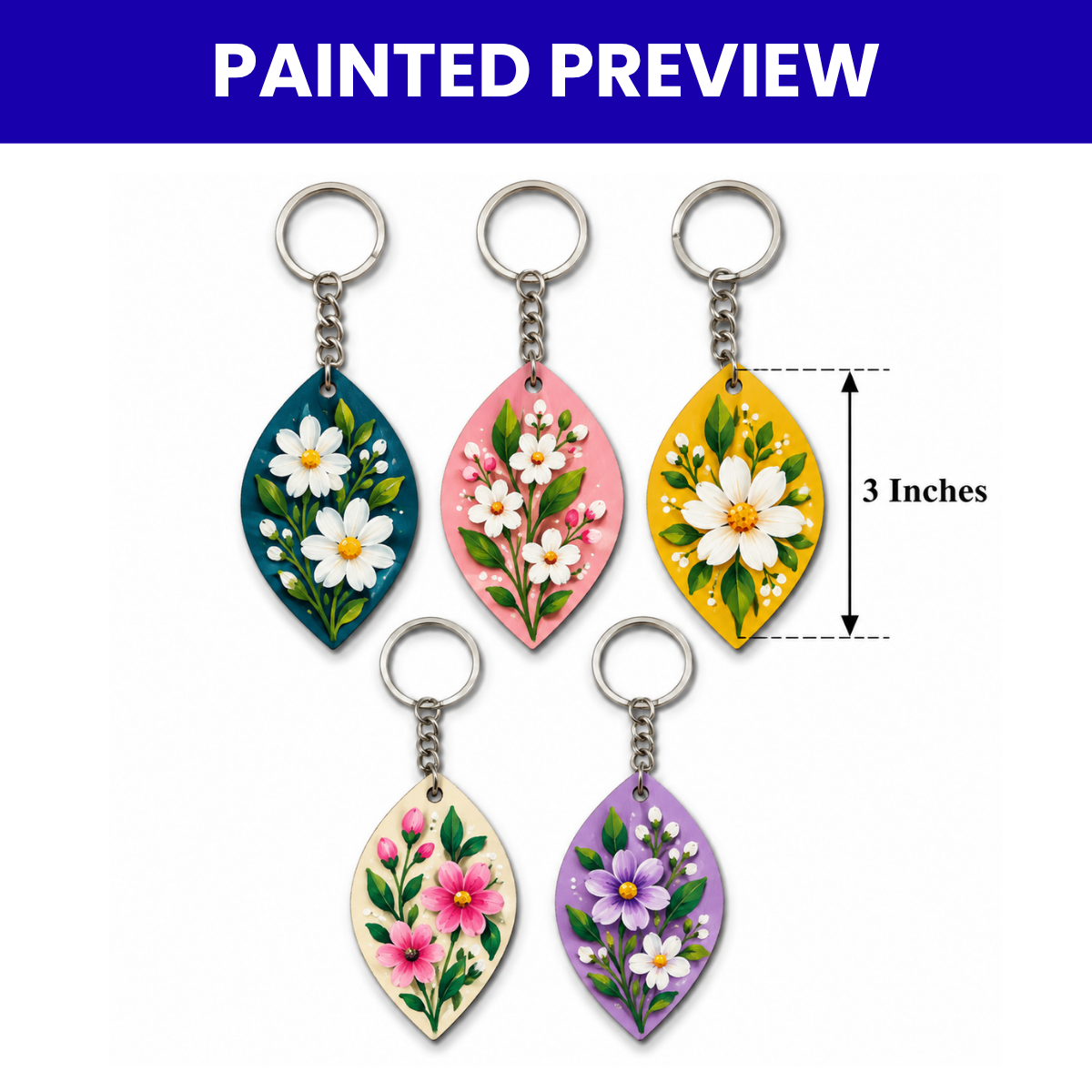 MDF Keychain Base Evil Eye Set of 5