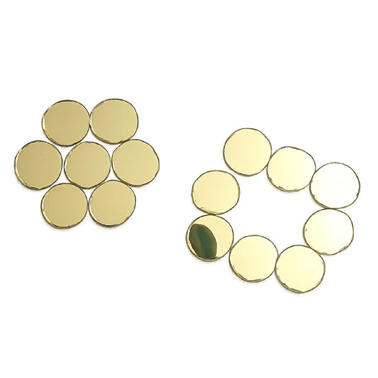 Glass Mirror- Round- Golden- 12MM
