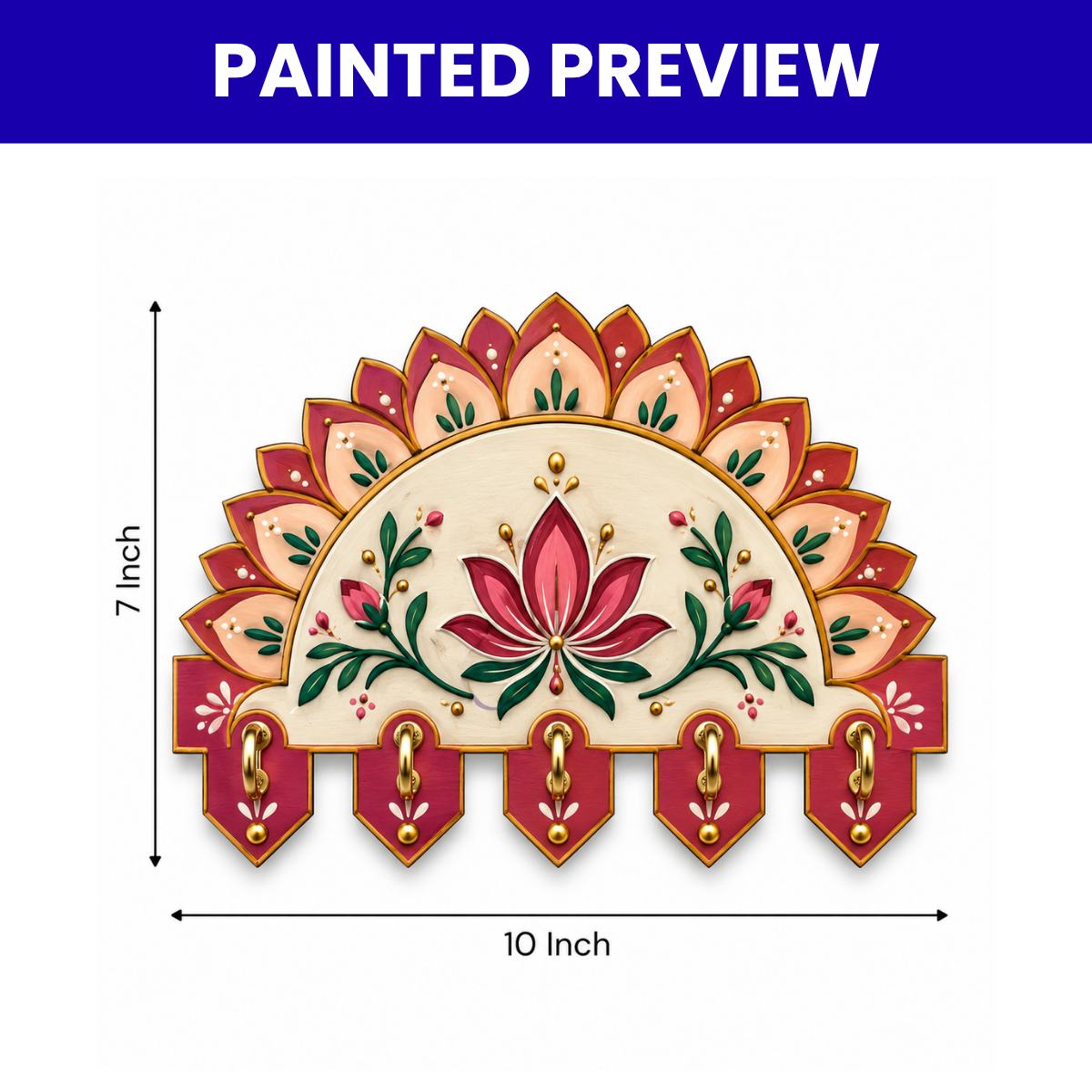 MDF Keyholder Half Round Zigzag Pattern