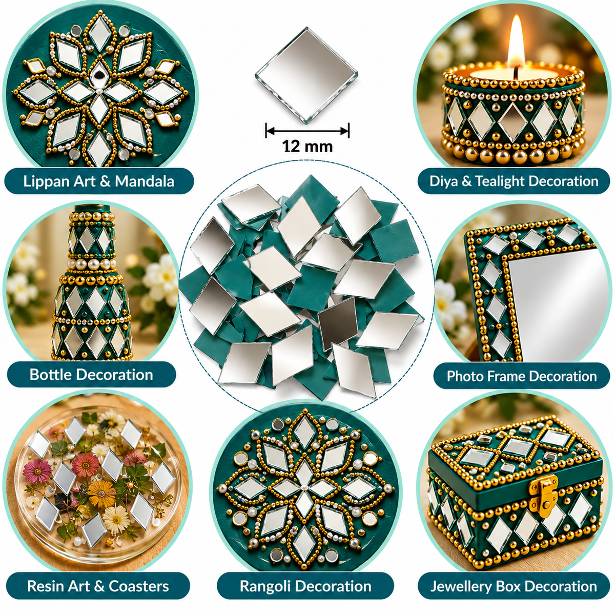 Glass Mirror- Diamond-12mm