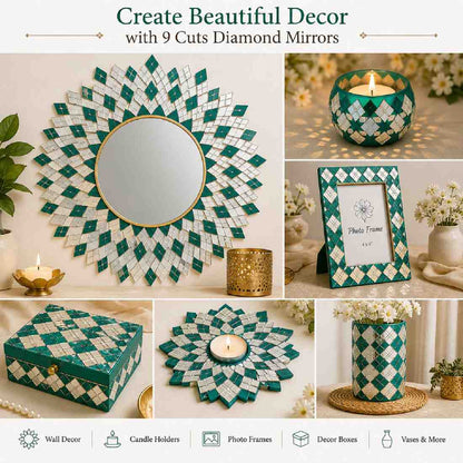 Glass Mirror- Diamond- 9 cut