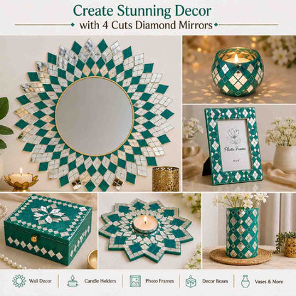 Glass Mirror- Diamond- 4 cut