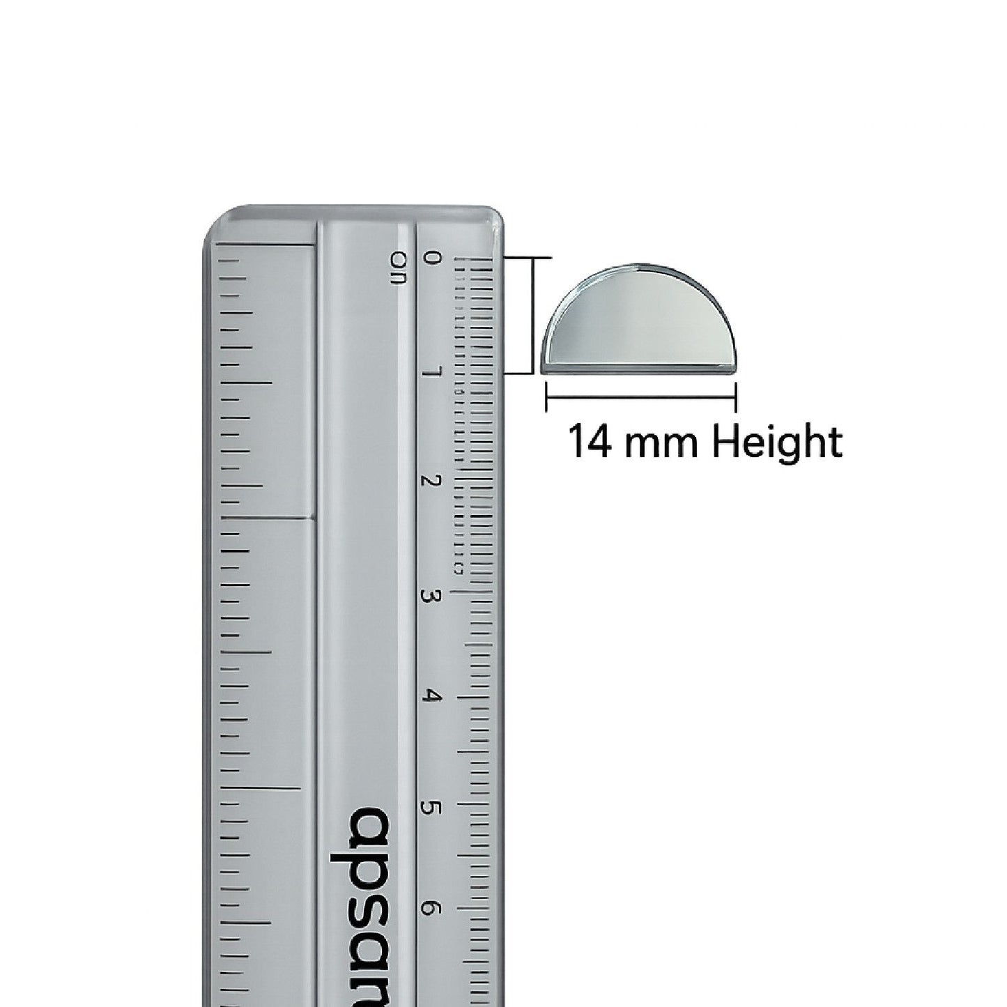 Glass Mirror- Half Circle- 14mm Diameter