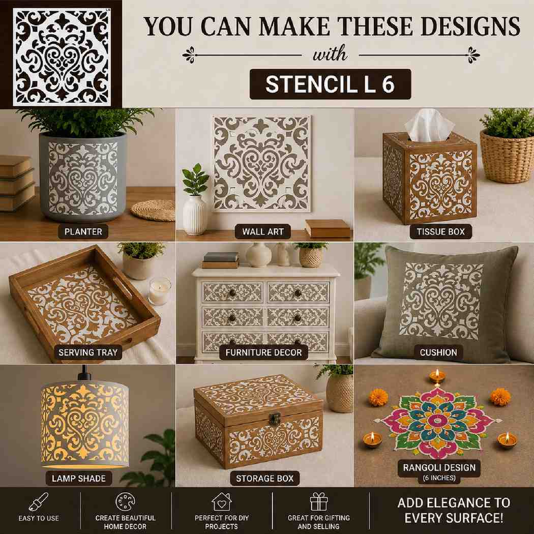 Craft Plastic Stencil 6x6 inch-L6