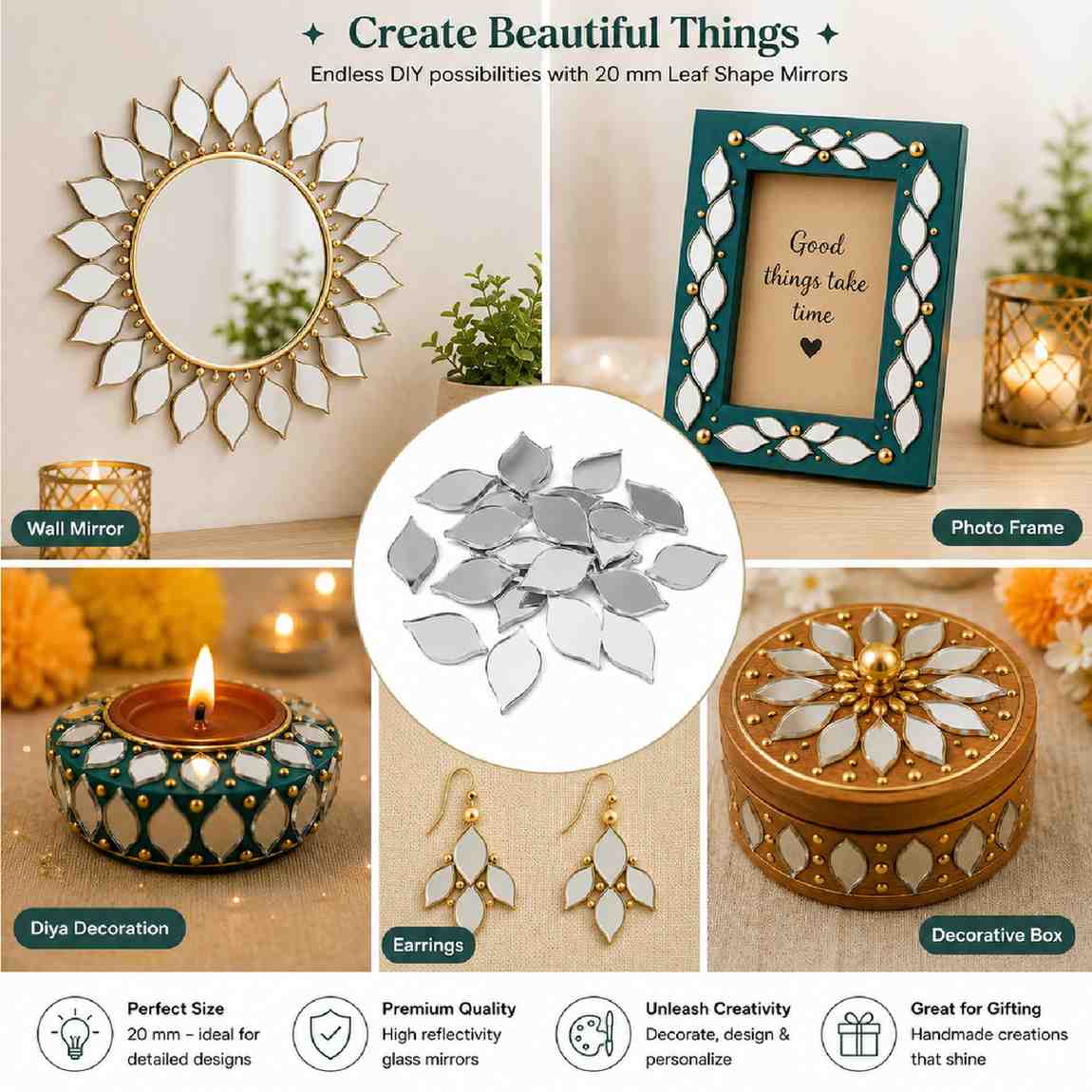 Glass Mirror- Leaf