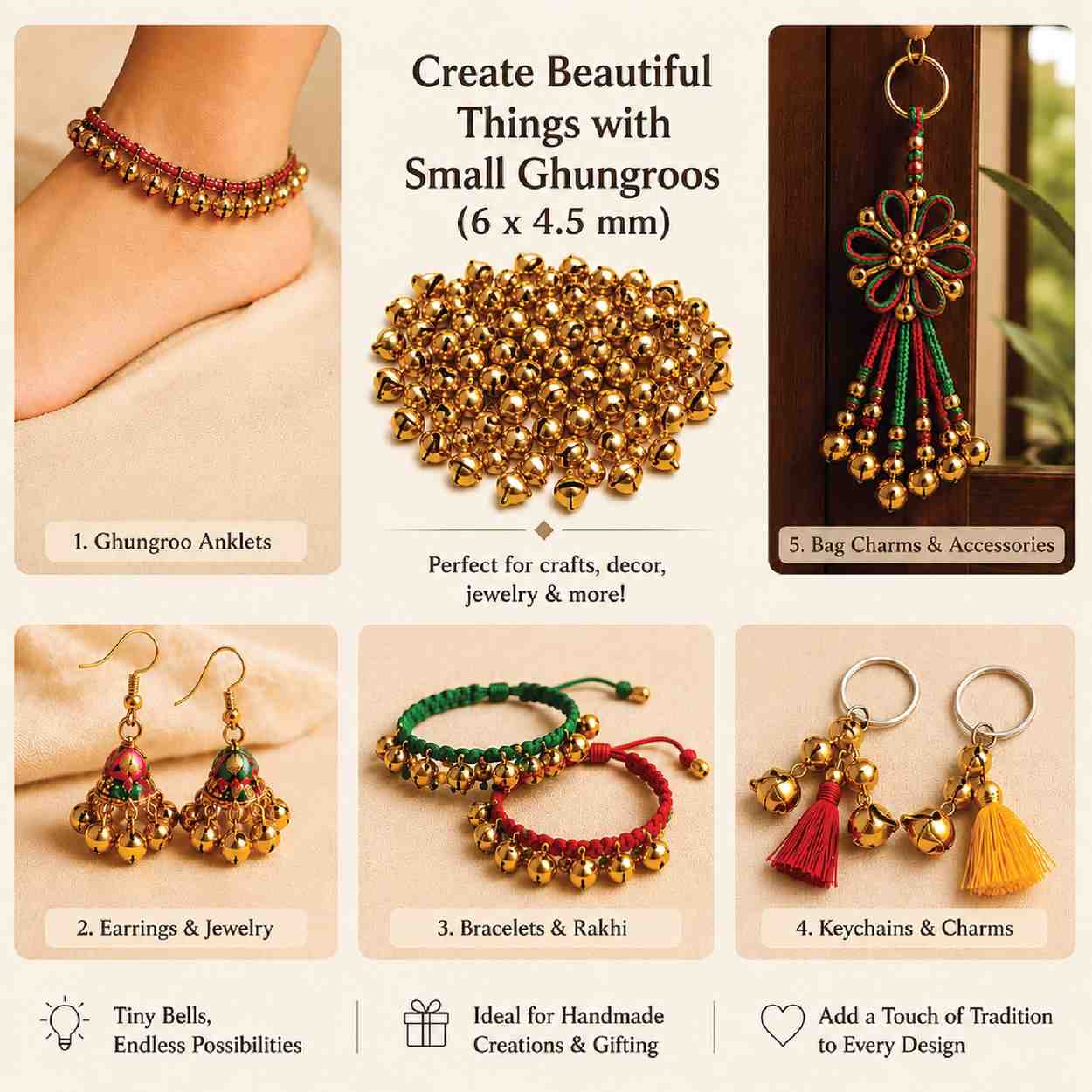 Ghungroo Beads - 4.5x6mm