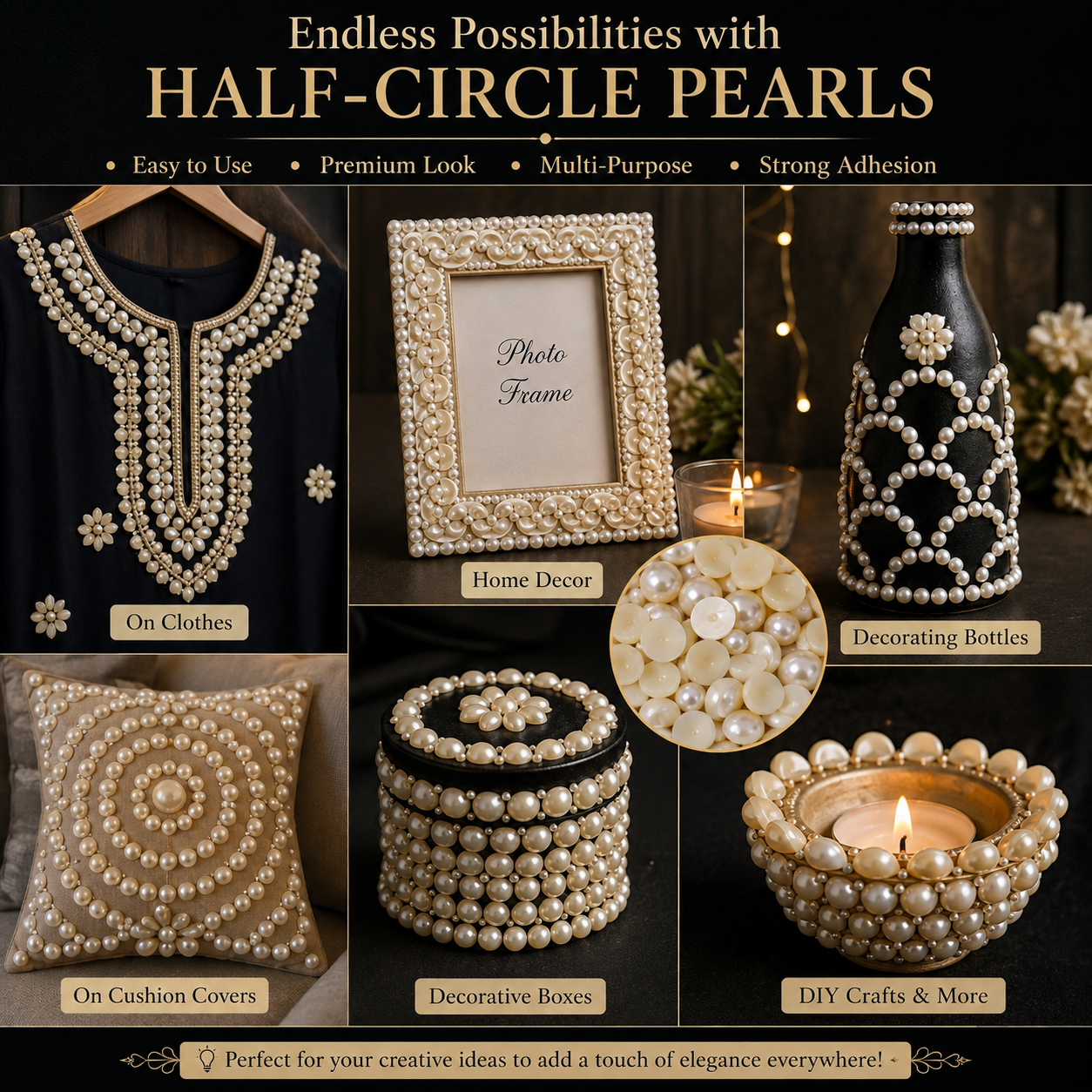 Half Round Pearl Beads