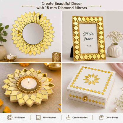 Glass Mirror- Diamond- Golden- 18MM