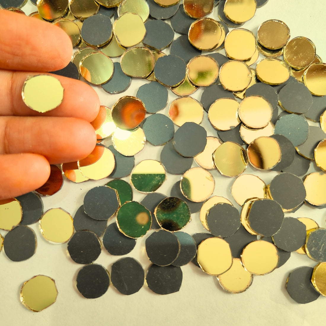 Glass Mirror- Round- Golden- 12MM