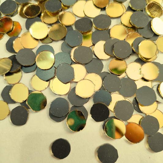 Glass Mirror- Round- Golden- 12MM