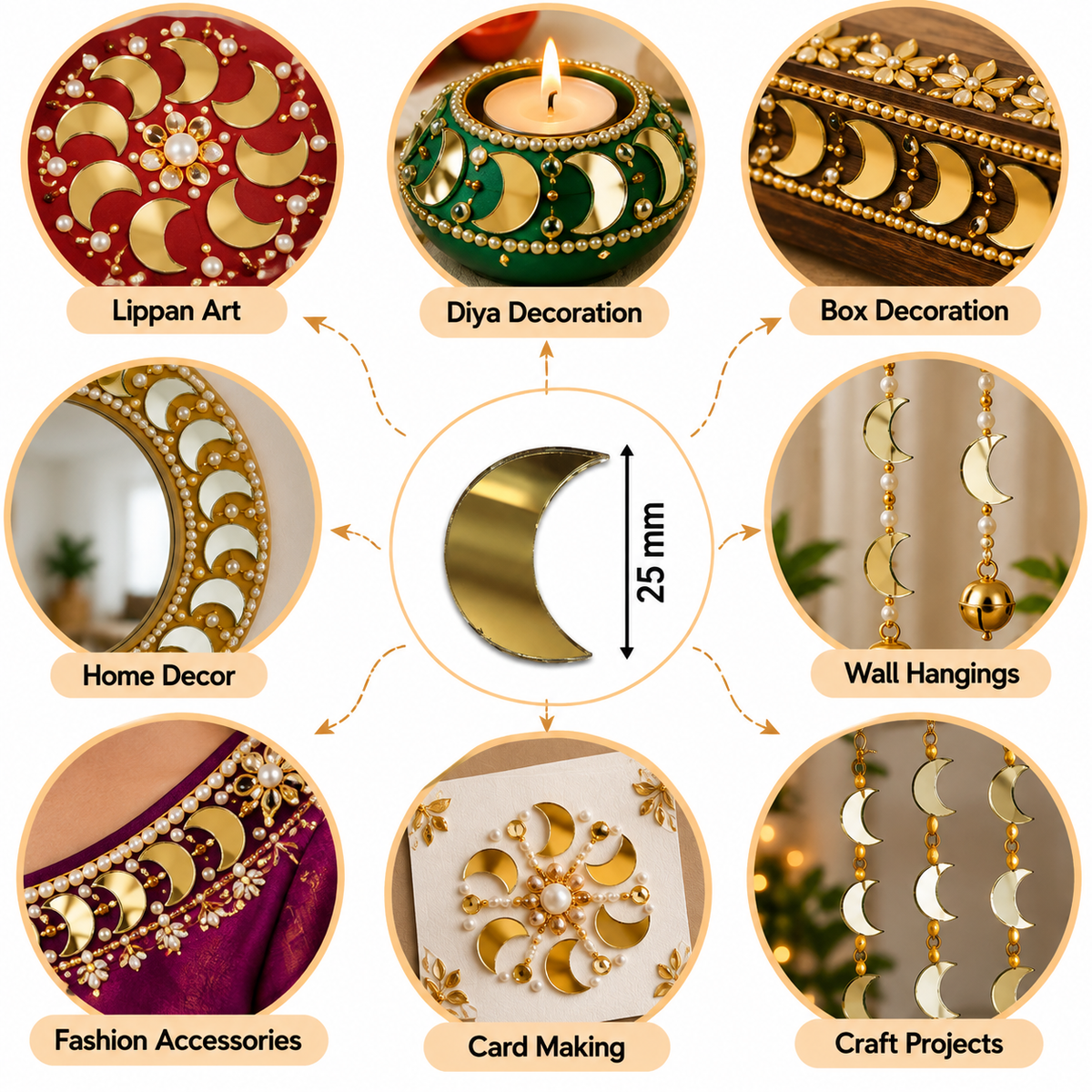 Golden Glass Mirror- Moon