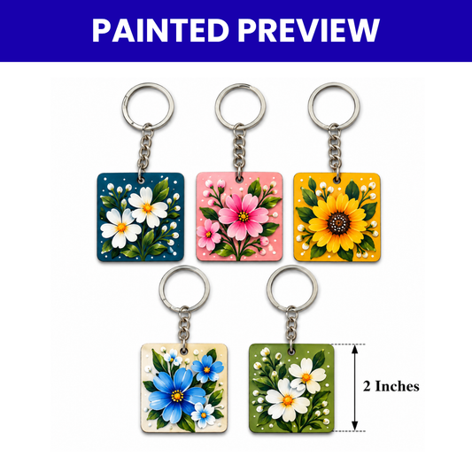 MDF Keychain Base Square Set of 5