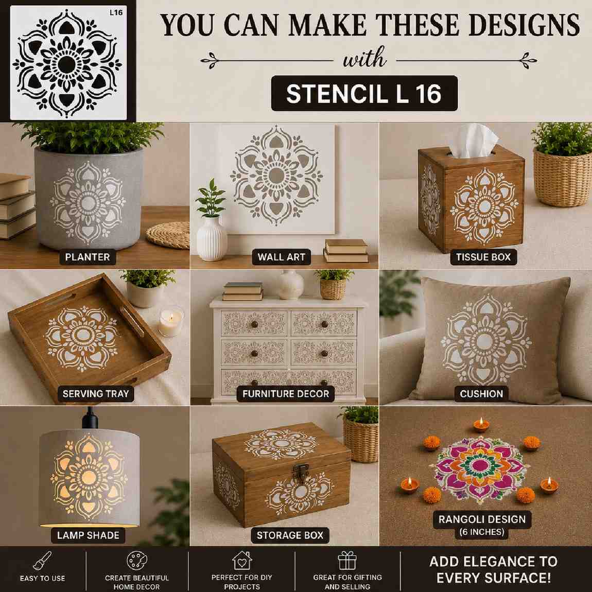 Craft Stencil 6x6 inch-L16