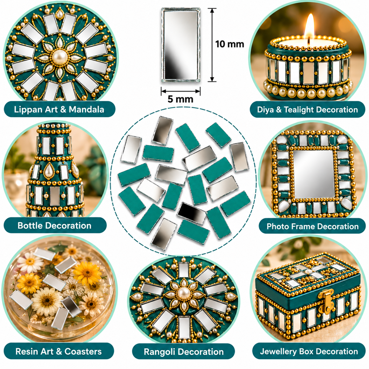 Glass Mirror- Rectangle- 5MMx10MM