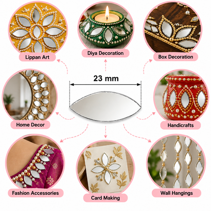 Glass Mirror- Petal- 23MM