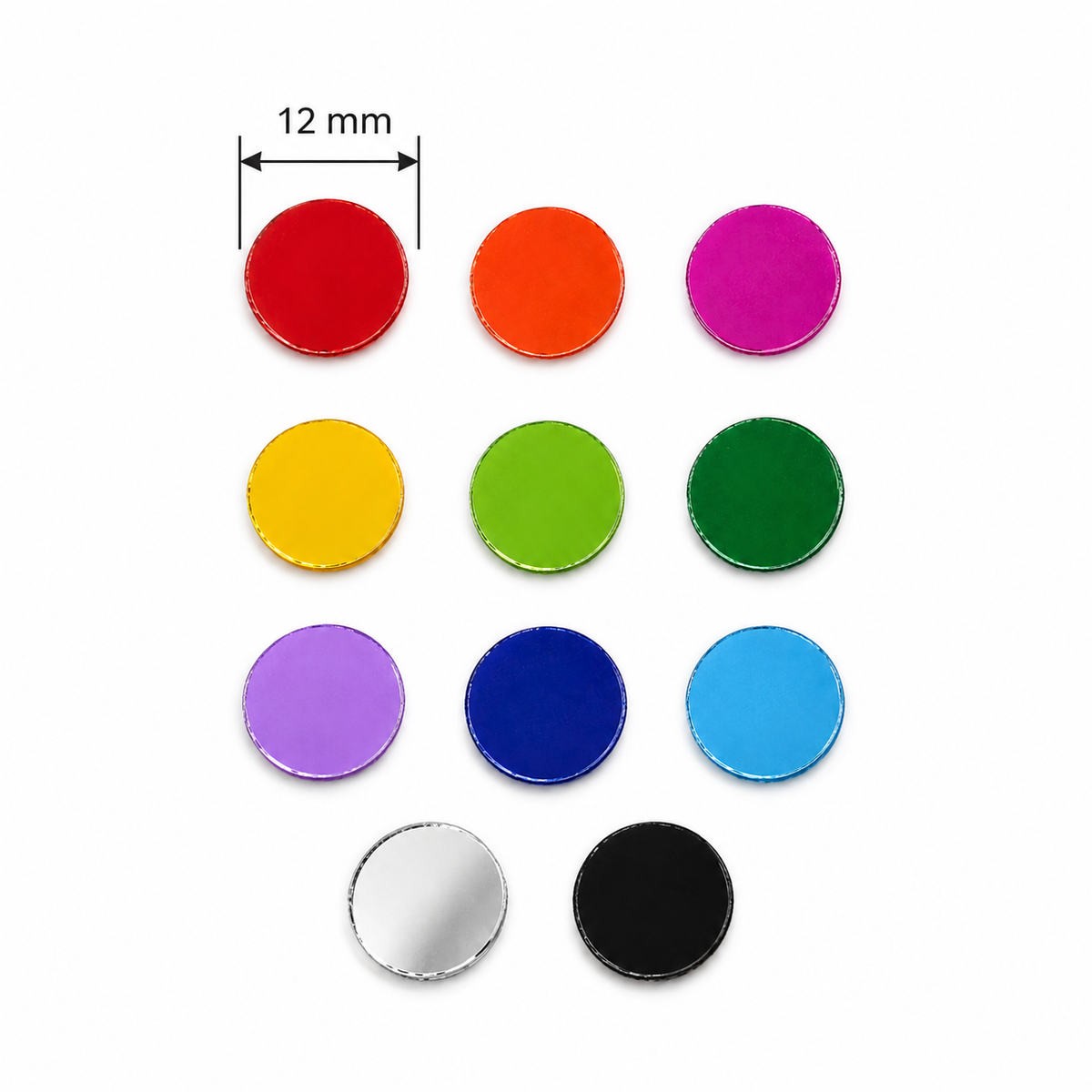 Mix Color Glass Mirror-Round- 12MM