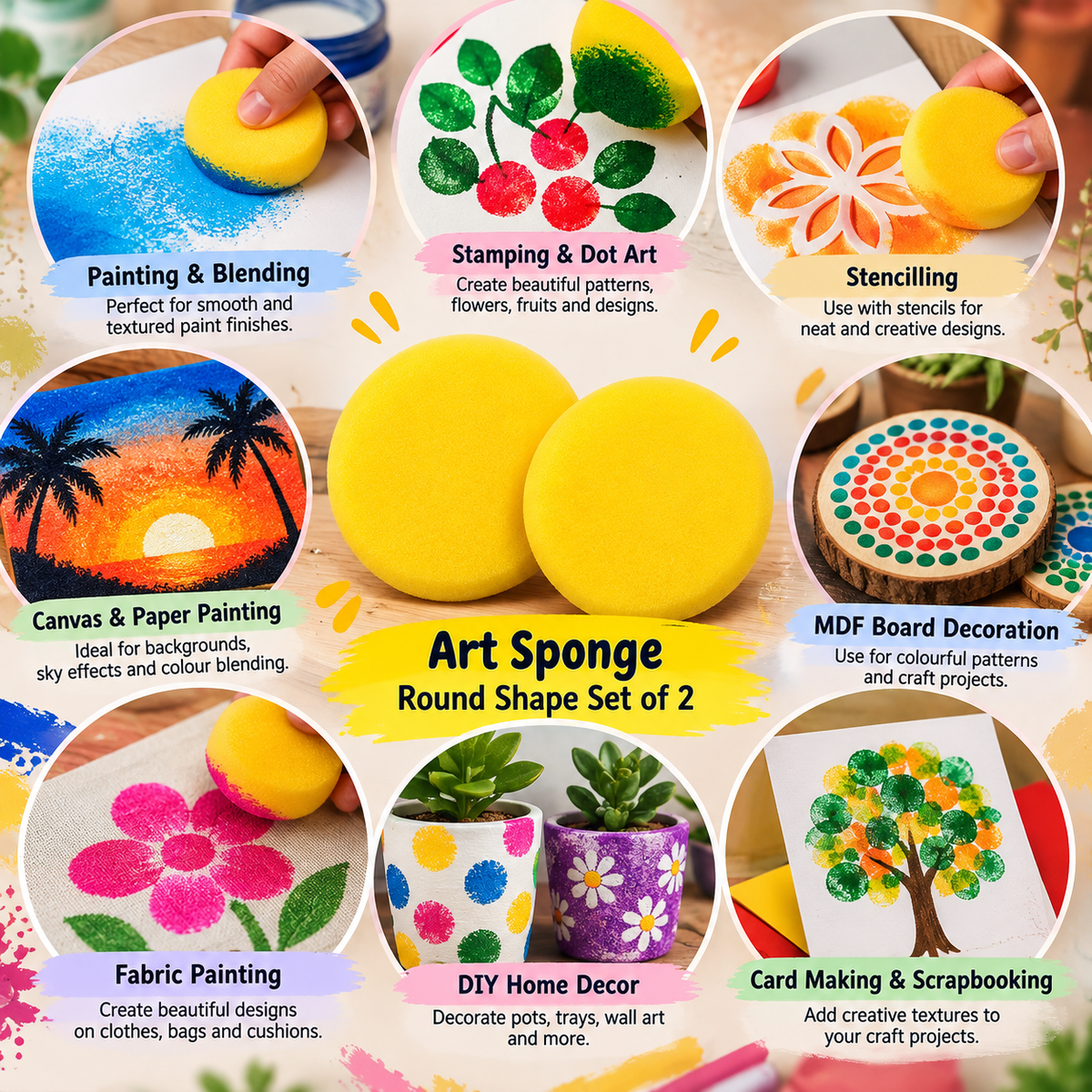 Art Sponge Round Shape Set of 2