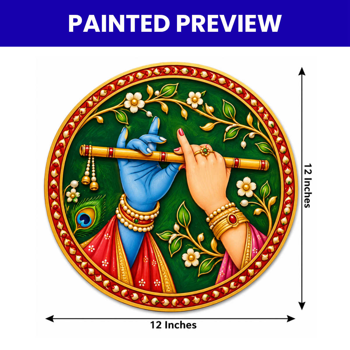 Pre Marked Krishna Hand With Flute