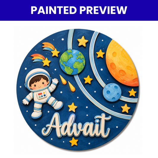 Kids Nameplate- Space Theme Round
